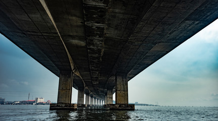 A view of the third mainland bridge from the Lagos lagoon