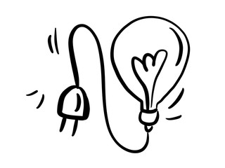 Economic, Electrical, Energy, Light Bulb. Illustration Hand Drawn Brush. Flat, Icon, Sign, Symbol, Object, Graphic Design, Element