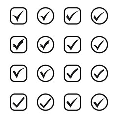 Icons check mark box and circle vector illustration