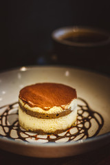 Tiramisu A rich treat blending the bold flavours of cocoa and espresso with mascarpone cheese and ladyfinger biscuits