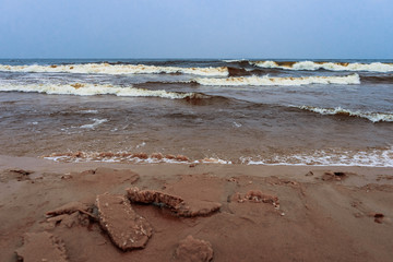 surf line of a winter sea