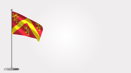 Anglesey 3D waving flag illustration on Flagpole. Perfect for background with space on the right side.