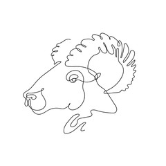 The head of a ram, drawn in one line. Continuous line.