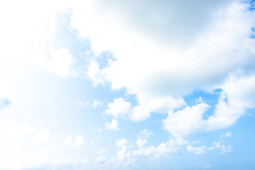 Nature Bright blue Sky with white clouds on blackground. Beautiful sky and clouds in the afternoon.