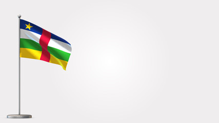 Central African Republic 3D waving flag illustration on Flagpole. Perfect for background with space on the right side.