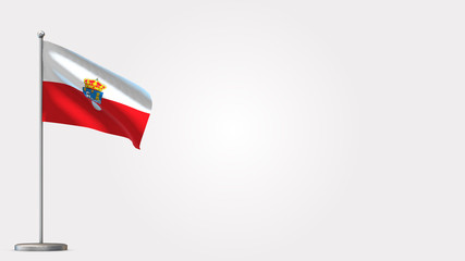 Cantabria 3D waving flag illustration on Flagpole. Perfect for background with space on the right side.