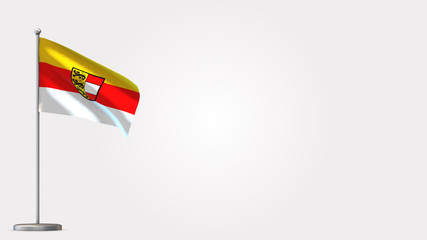 Carinthia 3D waving flag illustration on Flagpole. Perfect for background with space on the right side.