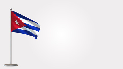 Cuba 3D waving flag illustration on Flagpole. Perfect for background with space on the right side.