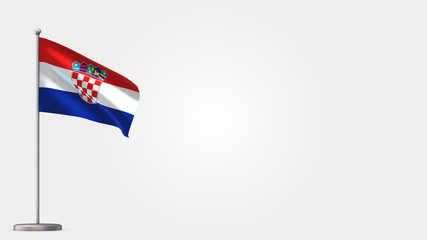 Croatia 3D waving flag illustration on Flagpole. Perfect for background with space on the right side.