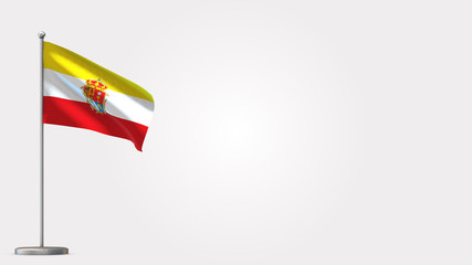 Cuenca 3D waving flag illustration on Flagpole. Perfect for background with space on the right side.