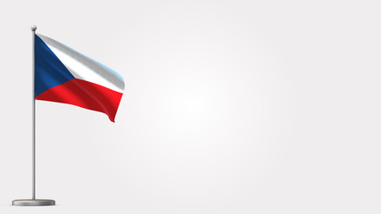 Czech Republic 3D waving flag illustration on Flagpole. Perfect for background with space on the right side.