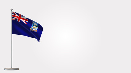 Falkland Islands 3D waving flag illustration on Flagpole. Perfect for background with space on the right side.