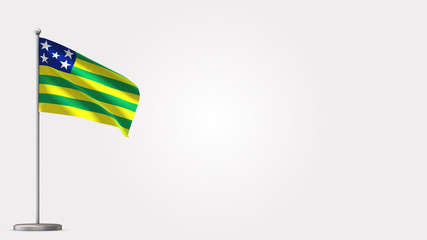 Flag Of Goias 3D waving flag illustration on Flagpole. Perfect for background with space on the right side.