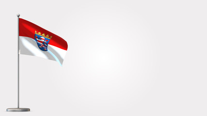 Hesse 3D waving flag illustration on Flagpole. Perfect for background with space on the right side.