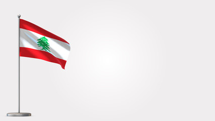 Lebanon 3D waving flag illustration on Flagpole. Perfect for background with space on the right side.