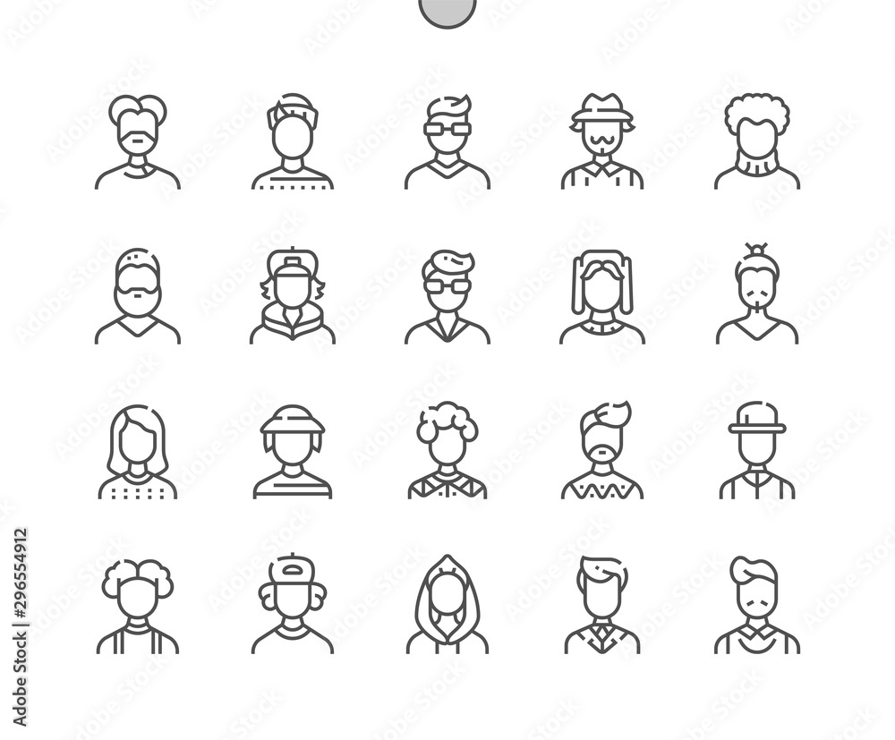 Poster man avatar well-crafted pixel perfect vector thin line icons 30 2x grid for web graphics and apps. s