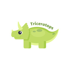 Funny triceratops in cartoon style on white background