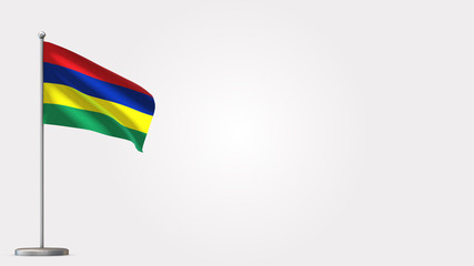 Mauritius 3D waving flag illustration on Flagpole. Perfect for background with space on the right side.