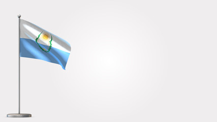 Mendoza 3D waving flag illustration on Flagpole. Perfect for background with space on the right side.