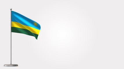 Rwanda 3D waving flag illustration on Flagpole. Perfect for background with space on the right side.