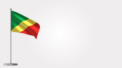 Republic Of Congo 3D waving flag illustration on Flagpole. Perfect for background with space on the right side.