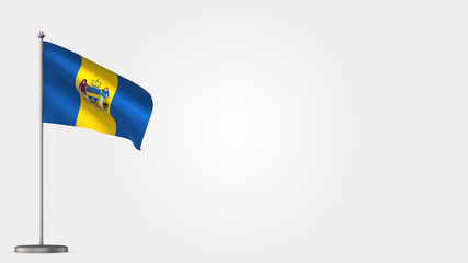 Philadelphia Pennsylvania 3D waving flag illustration on Flagpole. Perfect for background with space on the right side.