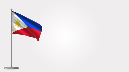 Philippines 3D waving flag illustration on Flagpole. Perfect for background with space on the right side.