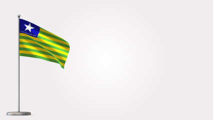 Piaui 3D waving flag illustration on Flagpole. Perfect for background with space on the right side.