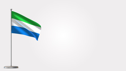 Sierra Leone 3D waving flag illustration on Flagpole. Perfect for background with space on the right side.