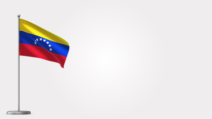 Venezuela 3D waving flag illustration on Flagpole. Perfect for background with space on the right side.