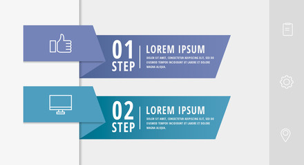 Vector infographic flat template arrows for two diagrams, graph, presentation. Business concept with 2 rectangles. For content, flowchart, step for step, timeline, marketing, data visualization, web