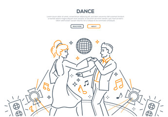 Obraz na płótnie Canvas Dancing in nightclub linear landing page template