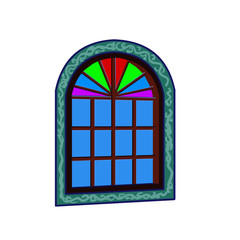 Window with Stained Glass - Cartoon Vector Image
