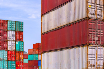 Fototapeta premium Container cargo ship in import export business logistic and transportation of international.
