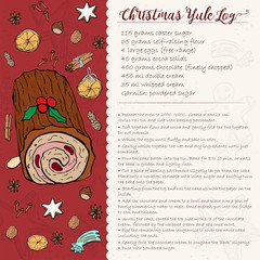 traditional Christmas Yule log recipe with candied fruit and nuts.
