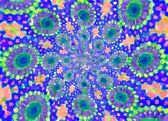 Fototapeta na wymiar watercolor digital graphic kaleidoscope abstract background 
