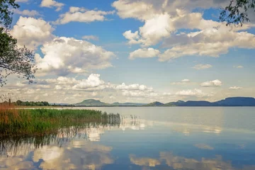 Foto op Canvas Nice water landscape, lake Balaton in Hungary with volcanoes © Arpad