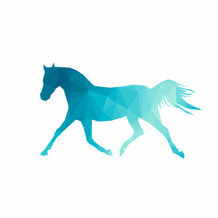 Polygonal horse. Equine vector illustration. Horses silhouette with triangular texture.