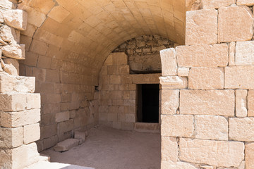 Entrance  to the Roman era burial chamber on the ruins of the Nabataean city of Avdat, located on the incense road in the Judean desert in Israel. It is included in the UNESCO World Heritage List.