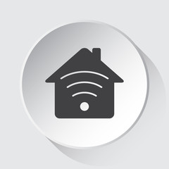 house with signal - gray icon on white button