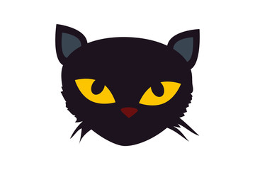 face of black cat halloween isolated icon vector illustration design