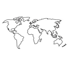 black abstract outline of world map- vector illustration
