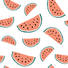 Minimalist watermelon slice seamless pattern