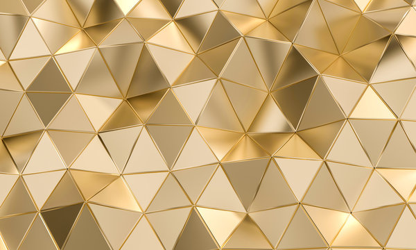 Fototapeta geometric pattern with triangular shapes in gold-colored metal.