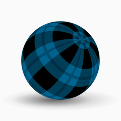 blue, black tartan ball with stripes and shadow