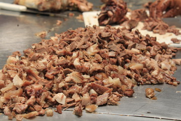 pieces of meat for food in the table