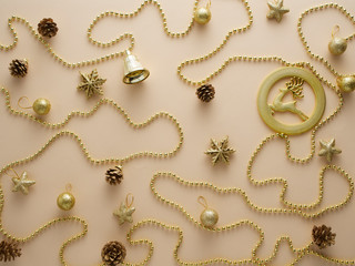 Christmas gold glitter elements.