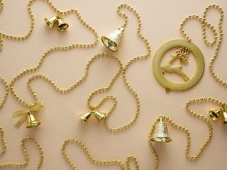 Christmas gold glitter elements.