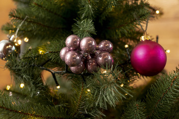 Christmas arrangement with tree and balls