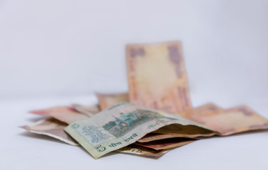 Indian currency bank notes of 5 and 10, 20 rupees